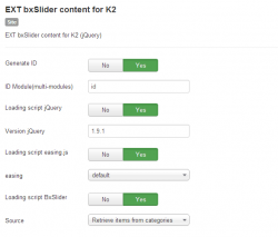 EXT bxSlider content for K2 module