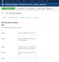 EXT Random phrases module