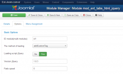 EXT Tabs custom HTML-code jQuery module