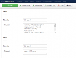 EXT Tabs custom HTML-code jQuery module