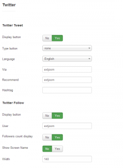EXT Social buttons plugin